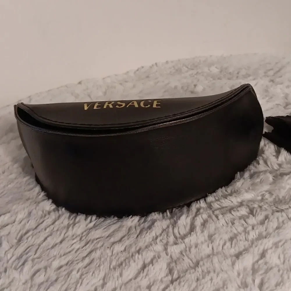 Versace Black Leather Glasses Case